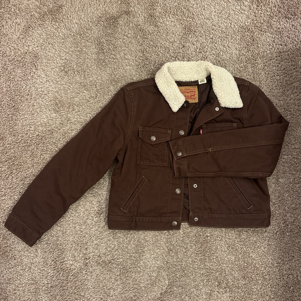 Levi's Brown Jacket with White Sherpa Collar